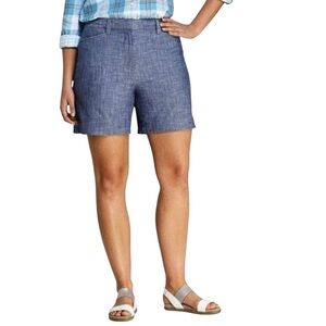 Land’s End 100% Cotton Chambray Shorts Denim Look Mid Rise 🆕 NWOT Plus Size 16